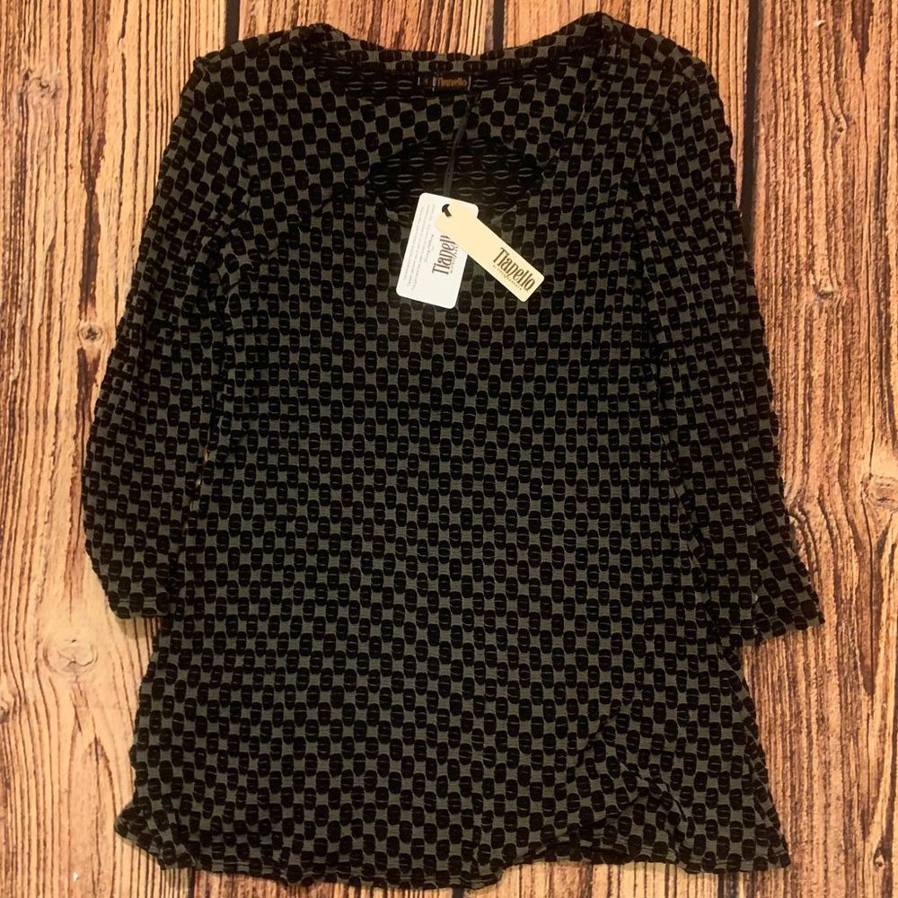 NWT Black Tianello Small Blouse Long Sleeve